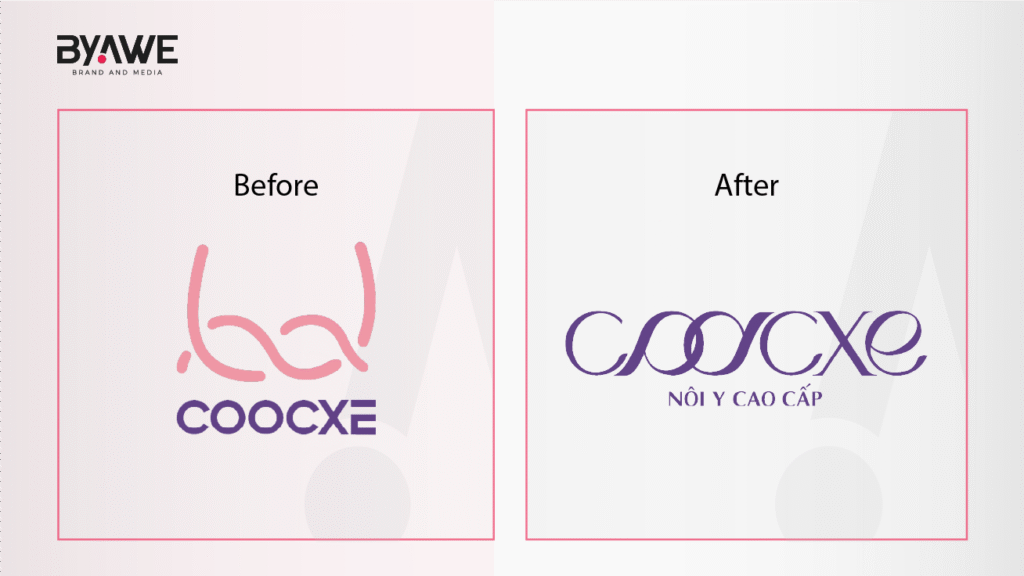 thiết kế logo Coocxe cũ và thiết kế logo hiện tại